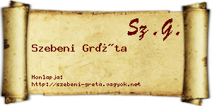 Szebeni Gréta névjegykártya